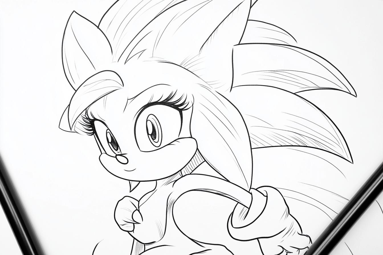 Kolorowanki Amy Rose : Kolorowanie z Amy Rose z Sonic the Hedgehog