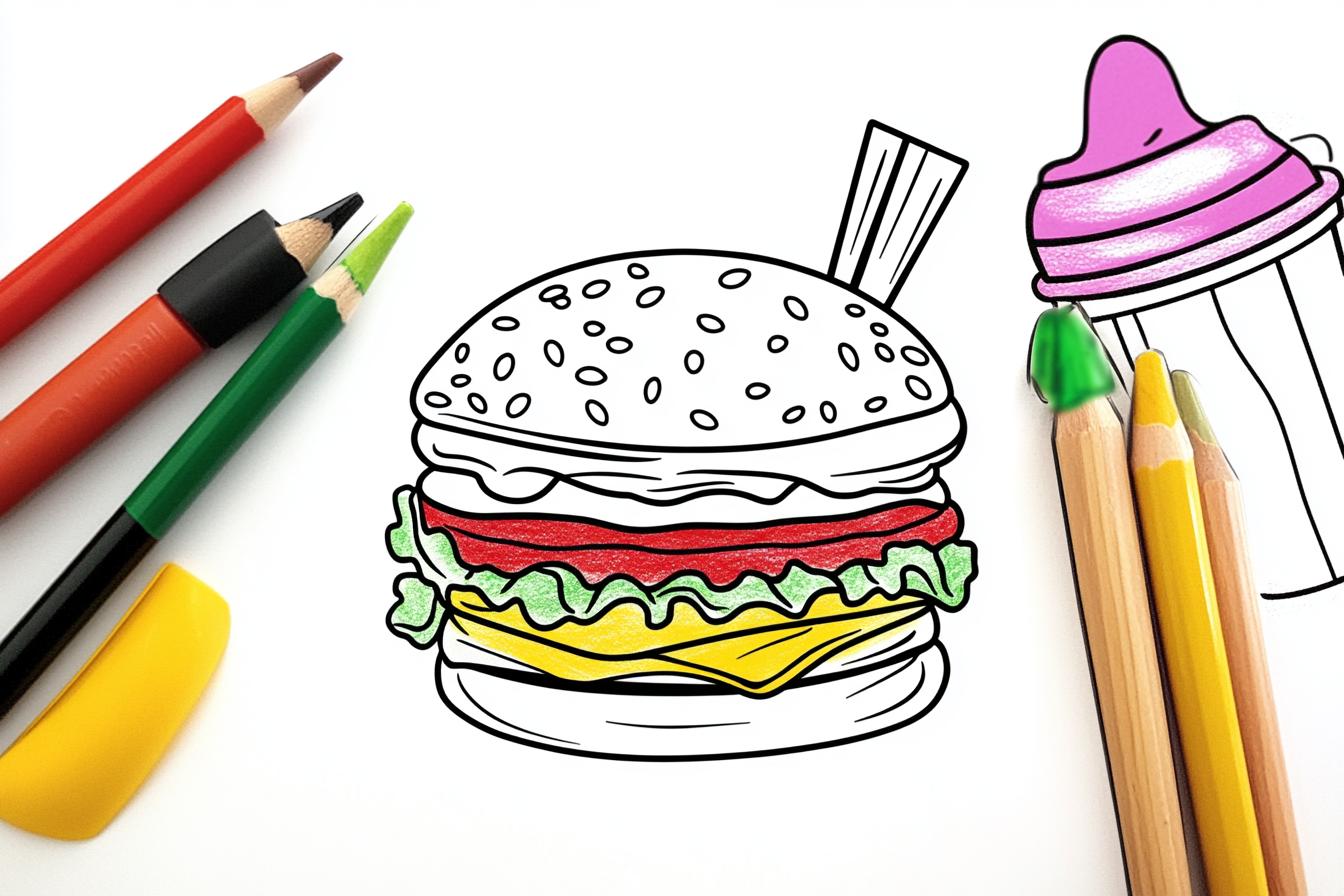 Kolorowanki Fast Food : Kolorowa Przygoda z Fast Foodem
