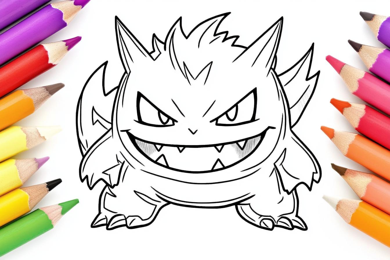 Kolorowanki Gengar : Kreatywna zabawa z Pokémonem
