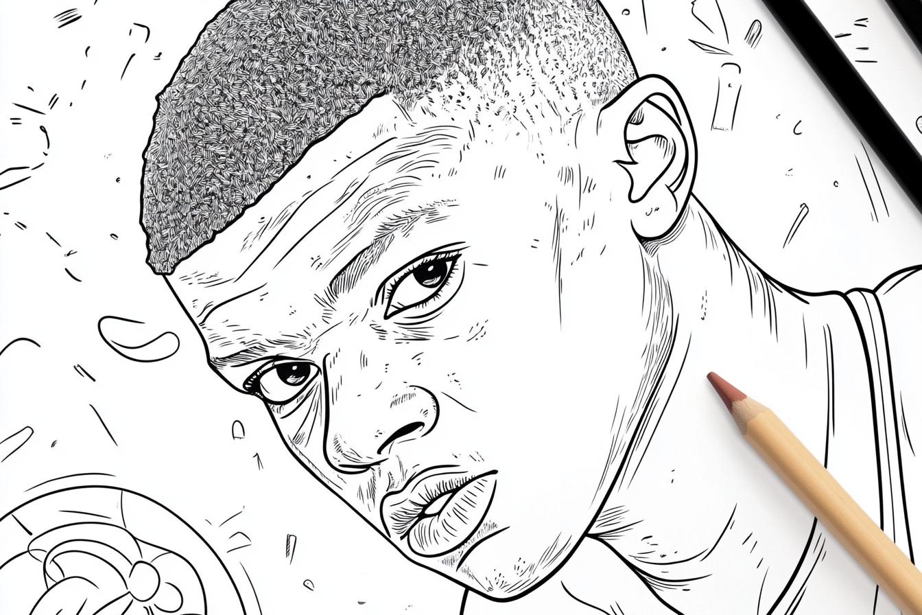 Kolorowanki Kylian Mbappe : Zabawa, kreatywność i inspiracja dla młodych piłkarzy
