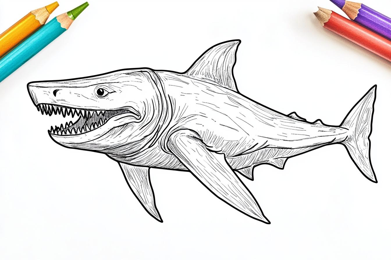 Kolorowanki Megalodon : Zanurz się w Prehistorycznym Świecie
