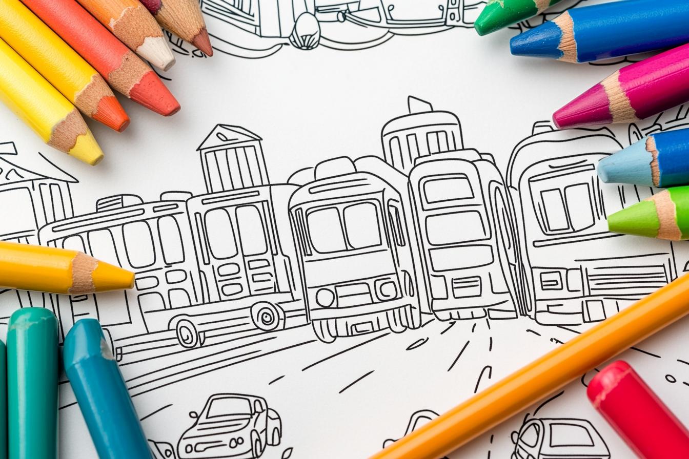 Kolorowanki Transport : Podróż w Kolorach
